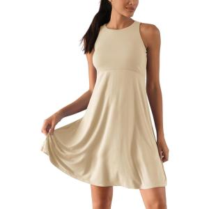 image:imageODODOS Casual Flare Tank Dress for Women Summer Sleeveless Sundress Mini Skater DressBeige