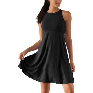image:imageODODOS Casual Flare Tank Dress for Women Summer Sleeveless Sundress Mini Skater DressBlack