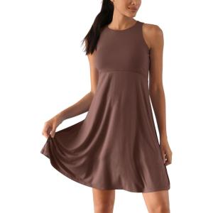 image:imageODODOS Casual Flare Tank Dress for Women Summer Sleeveless Sundress Mini Skater DressDark Brown