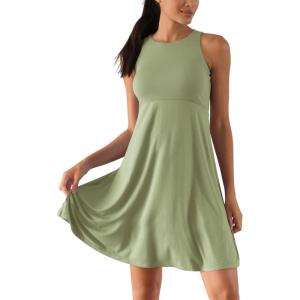 image:imageODODOS Casual Flare Tank Dress for Women Summer Sleeveless Sundress Mini Skater DressOlive Green