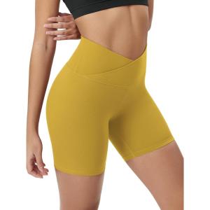 image:imageODODOS Cloud Feeling Cross Waist Yoga Shorts for Women 6 Crossover High Waist Lounge Biker ShortsMango Mint