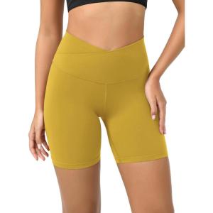 image:imageODODOS Cloud Feeling Crossover Yoga Shorts with Back Pocket for Women 6  8 V High Wasit Lounge Biker ShortsMango Mint