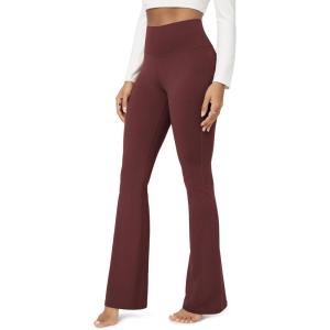 image:imageODODOS Cloud Feeling Flared Yoga Pants for Women High Waist Casual Bootleg Lounge Pants 3032 InseamBurgundy