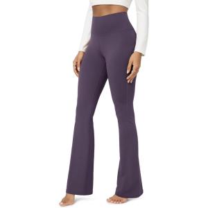 image:imageODODOS Cloud Feeling Flared Yoga Pants for Women High Waist Casual Bootleg Lounge Pants 3032 InseamDark Purple