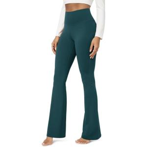 image:imageODODOS Cloud Feeling Flared Yoga Pants for Women High Waist Casual Bootleg Lounge Pants 3032 InseamForest Teal