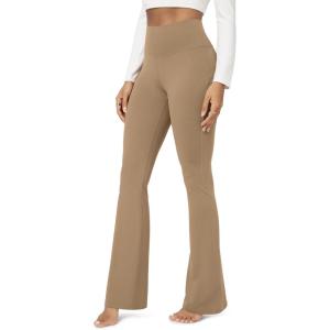 image:imageODODOS Cloud Feeling Flared Yoga Pants for Women High Waist Casual Bootleg Lounge Pants 3032 InseamLight Brown