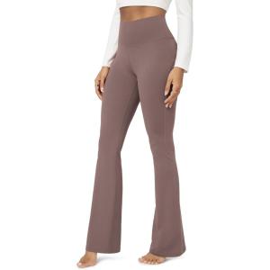 image:imageODODOS Cloud Feeling Flared Yoga Pants for Women High Waist Casual Bootleg Lounge Pants 3032 InseamPurple Taupe