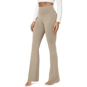 image:imageODODOS Cloud Feeling Flared Yoga Pants for Women High Waist Casual Bootleg Lounge Pants 3032 InseamShaker Beige