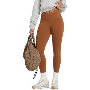 image:imageODODOS Cloud Feeling Gathered Cross Waist Leggings with Pockets for Women 25  28 Crossover Lounge Yoga PantsCaramel