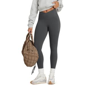 image:imageODODOS Cloud Feeling Gathered Cross Waist Leggings with Pockets for Women 25  28 Crossover Lounge Yoga PantsCharcoal