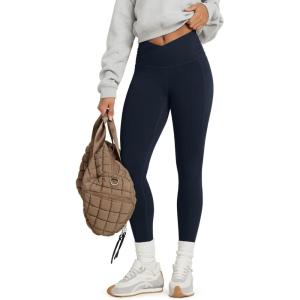 image:imageODODOS Cloud Feeling Gathered Cross Waist Leggings with Pockets for Women 25  28 Crossover Lounge Yoga PantsDeep Navy