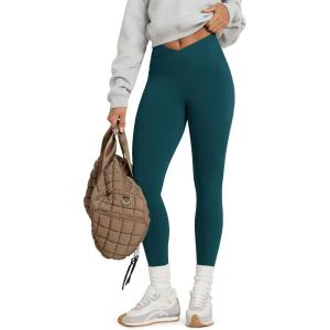 image:imageODODOS Cloud Feeling Gathered Cross Waist Leggings with Pockets for Women 25  28 Crossover Lounge Yoga PantsForest Teal