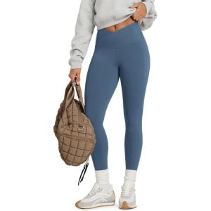 image:imageODODOS Cloud Feeling Gathered Cross Waist Leggings with Pockets for Women 25  28 Crossover Lounge Yoga PantsInk Blue