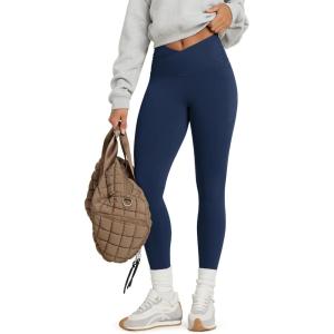 image:imageODODOS Cloud Feeling Gathered Cross Waist Leggings with Pockets for Women 25  28 Crossover Lounge Yoga PantsNavy