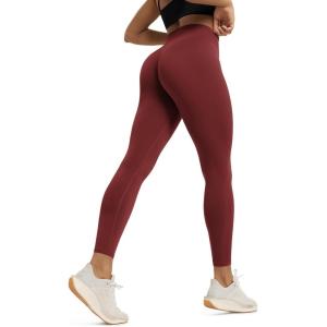 image:imageODODOS Hidden Scrunch Butt Lifting Leggings for Women  25 No Front Seam High Waist Booty Sculpting Yoga PantsBrick Red