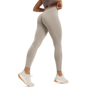 image:imageODODOS Hidden Scrunch Butt Lifting Leggings for Women  25 No Front Seam High Waist Booty Sculpting Yoga PantsDark Beige