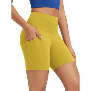image:imageODODOS High Waist Workout Shorts with Pockets for Women 68 Inseam Tummy Control Gym Athletic Biker ShortsMango Mint