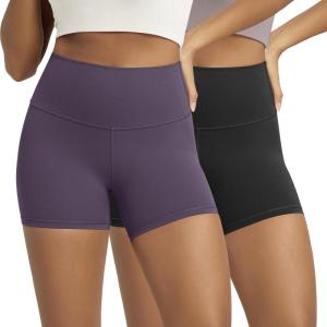 image:imageODODOS Lounge Yoga Shorts for Women 4  6  8 10 High Waist Buttery Soft Biker ShortsBlackdark Purple