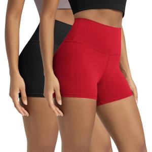 image:imageODODOS Lounge Yoga Shorts for Women 4  6  8 10 High Waist Buttery Soft Biker ShortsBlackred