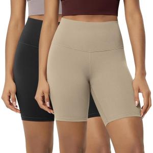 image:imageODODOS Lounge Yoga Shorts for Women 4  6  8 10 High Waist Buttery Soft Biker ShortsBlackshaker Beige