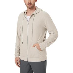 image:imageODODOS Mens FullZip Hoodie  odSTRATUM Tech Ultra Soft Outfit UPF 50 Performance Hooded Jacket with PocketsMilkweed Heather