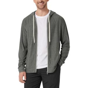 image:imageODODOS Mens FullZip Hoodie  odSTRATUM Tech Ultra Soft Outfit UPF 50 Performance Hooded Jacket with PocketsSmoke Heather