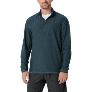 image:imageODODOS Mens Half Zip Performance Shirt  Ultra Soft odSTRATUM Tech Pullover UPF 50 Breathable Long Sleeve Mock Neck TopNavy Heather