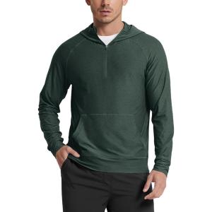 image:imageODODOS Mens Performance HalfZip Hoodie  Ultra Soft odSTRATUM Tech Pullover UPF 50 Long Sleeve Tops with Kangaroo PocketAspen Heather