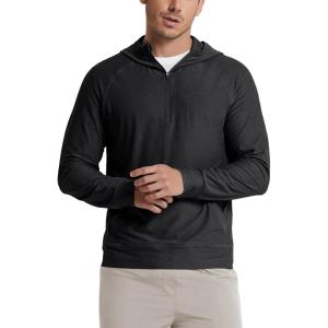 image:imageODODOS Mens Performance HalfZip Hoodie  Ultra Soft odSTRATUM Tech Pullover UPF 50 Long Sleeve Tops with Kangaroo PocketBlack Heather