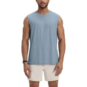 image:imageODODOS Mens Performance Tank Top  Ultra Soft odSTRATUM Tech Sleeveless Shirts Moisture Wicking UPF 50 Workout Muscle TeeDusty Blue Heather