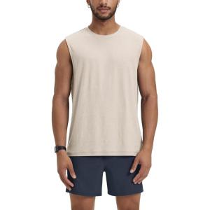 image:imageODODOS Mens Performance Tank Top  Ultra Soft odSTRATUM Tech Sleeveless Shirts Moisture Wicking UPF 50 Workout Muscle TeeEcru Heather