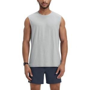 image:imageODODOS Mens Performance Tank Top  Ultra Soft odSTRATUM Tech Sleeveless Shirts Moisture Wicking UPF 50 Workout Muscle TeePale Grey Heather