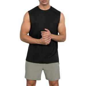 image:imageODODOS Mens Quick Dry Athletic Tank Tops UPF 50 Sun Protection SPF Workout Sleeveless Muscle ShirtsBlack Heather