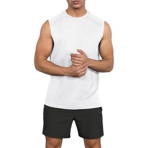 image:imageODODOS Mens Quick Dry Athletic Tank Tops UPF 50 Sun Protection SPF Workout Sleeveless Muscle ShirtsWhite Heather