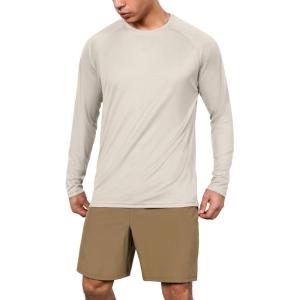 image:imageODODOS Mens Quick Dry Long Sleeve Shirts UPF 50 Sun Protection SPF Athletic Tops Workout Fishing TShirtsBeige