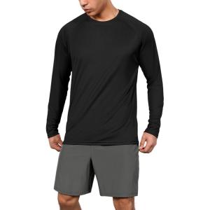image:imageODODOS Mens Quick Dry Long Sleeve Shirts UPF 50 Sun Protection SPF Athletic Tops Workout Fishing TShirtsBlack