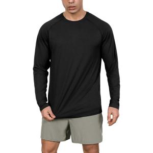 image:imageODODOS Mens Quick Dry Long Sleeve Shirts UPF 50 Sun Protection SPF Athletic Tops Workout Fishing TShirtsBlack Heather