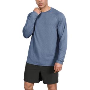 image:imageODODOS Mens Quick Dry Long Sleeve Shirts UPF 50 Sun Protection SPF Athletic Tops Workout Fishing TShirtsBlue Heather