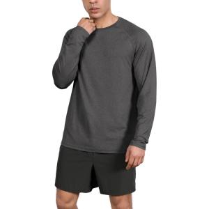 image:imageODODOS Mens Quick Dry Long Sleeve Shirts UPF 50 Sun Protection SPF Athletic Tops Workout Fishing TShirtsCharcoal Heather