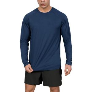 image:imageODODOS Mens Quick Dry Long Sleeve Shirts UPF 50 Sun Protection SPF Athletic Tops Workout Fishing TShirtsNavy Heather