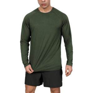 image:imageODODOS Mens Quick Dry Long Sleeve Shirts UPF 50 Sun Protection SPF Athletic Tops Workout Fishing TShirtsOlive Green Heather