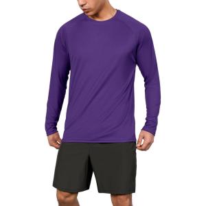image:imageODODOS Mens Quick Dry Long Sleeve Shirts UPF 50 Sun Protection SPF Athletic Tops Workout Fishing TShirtsPurple