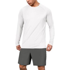 image:imageODODOS Mens Quick Dry Long Sleeve Shirts UPF 50 Sun Protection SPF Athletic Tops Workout Fishing TShirtsWhite