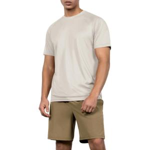 image:imageODODOS Mens Quick Dry Short Sleeve Shirts UPF 50 Sun Protection SPF Athletic Tops Workout TShirtsBeige