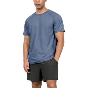 image:imageODODOS Mens Quick Dry Short Sleeve Shirts UPF 50 Sun Protection SPF Athletic Tops Workout TShirtsBlue Heather