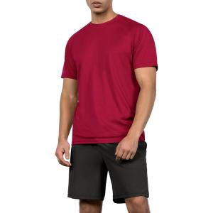 image:imageODODOS Mens Quick Dry Short Sleeve Shirts UPF 50 Sun Protection SPF Athletic Tops Workout TShirtsCrimson