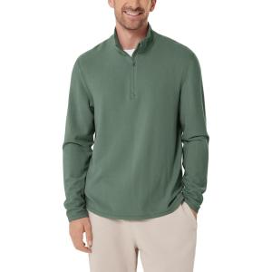 image:imageODODOS Mens Stretch Fleece HalfZip Sweatshirts  UltraSoft Cozy Warm Long Sleeve Shirt Mock Neck Pullover TopsBeryl Green