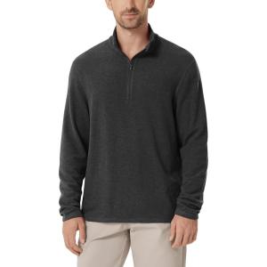 image:imageODODOS Mens Stretch Fleece HalfZip Sweatshirts  UltraSoft Cozy Warm Long Sleeve Shirt Mock Neck Pullover TopsCharcoal Heather