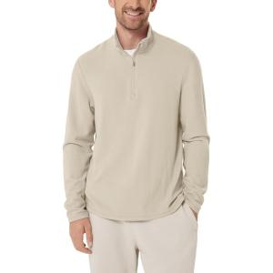 image:imageODODOS Mens Stretch Fleece HalfZip Sweatshirts  UltraSoft Cozy Warm Long Sleeve Shirt Mock Neck Pullover TopsOatmeal