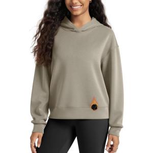 image:imageODODOS Modal Soft Fleece Lined Hoodie for Women Long Sleeve RelaxedFit Pullover Casual Basic SweatshirtKhaki